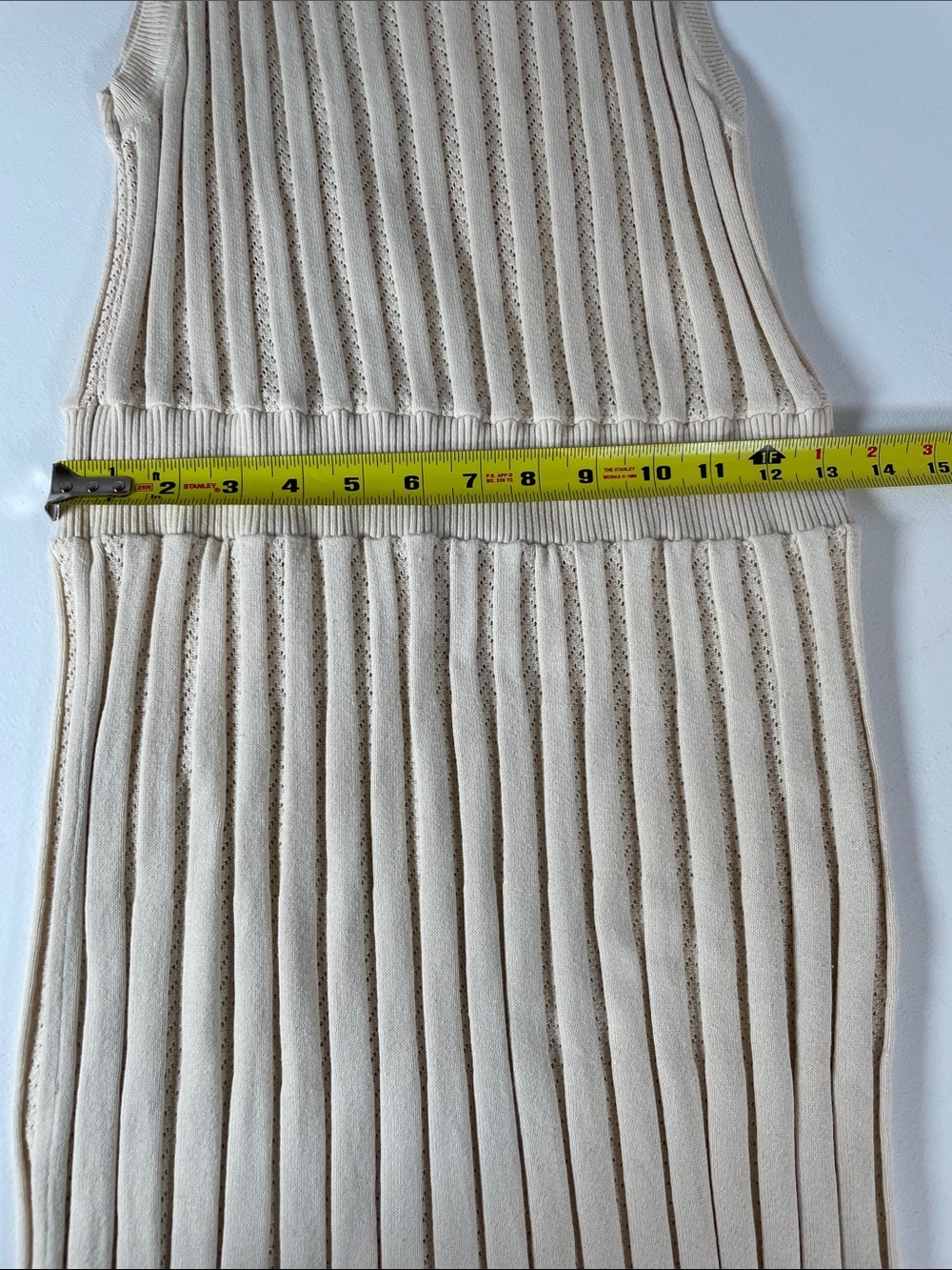 Varley Florian Knit Dress Midi 100% Cotton Sleeveless Ribbed Cream Size S/M - Picture 8 of 10